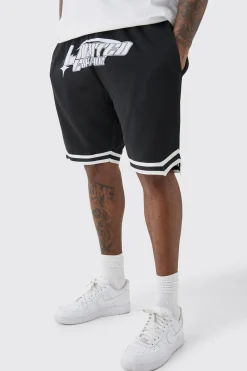 Plus Loose Fit Limited Edition Basketball Short In Black | BoohooMAN UK
