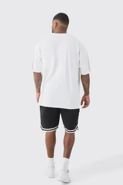 Plus Loose Fit Limited Edition Basketball Short In Black | BoohooMAN UK