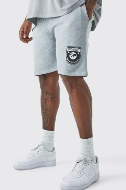 Plus Loose Fit Team Homme Short In Grey | BoohooMAN UK