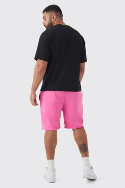 Plus Loose Fit Worldwide Graphic Distressed Shorts | BoohooMAN UK