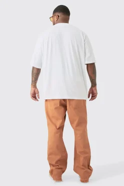 Plus Los Angeles Over The Seam Graphic T-shirt In White | BoohooMAN UK