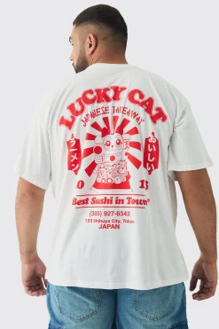 Plus Lucky Cat Graphic T-Shirt | BoohooMAN UK
