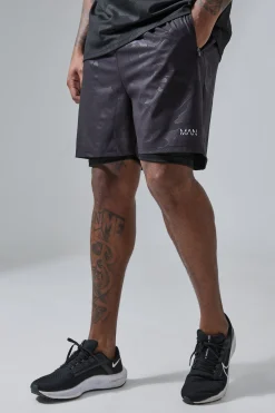 Plus Man Active Camo 5Inch 2-in-1 Regular Fit Short | BoohooMAN UK
