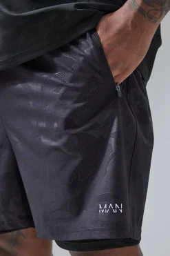 Plus Man Active Camo 5Inch 2-in-1 Regular Fit Short | BoohooMAN UK