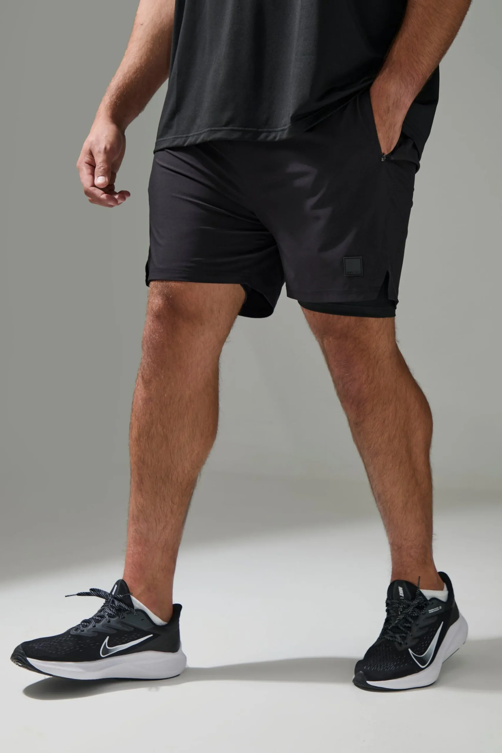 Plus Man Active Performance 5inch 2-in-1 Regular Fit Shorts | BoohooMAN UK