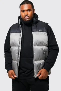 Plus Man Dash Colour Block Gilet | BoohooMAN UK