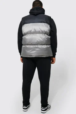 Plus Man Dash Colour Block Gilet | BoohooMAN UK