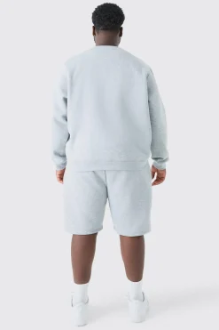 Plus Man Dash Crew Neck Sweatshirt In Grey Marl | BoohooMAN UK