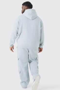 Plus Man Dash Over The Head Hoodie In Grey Marl | BoohooMAN UK
