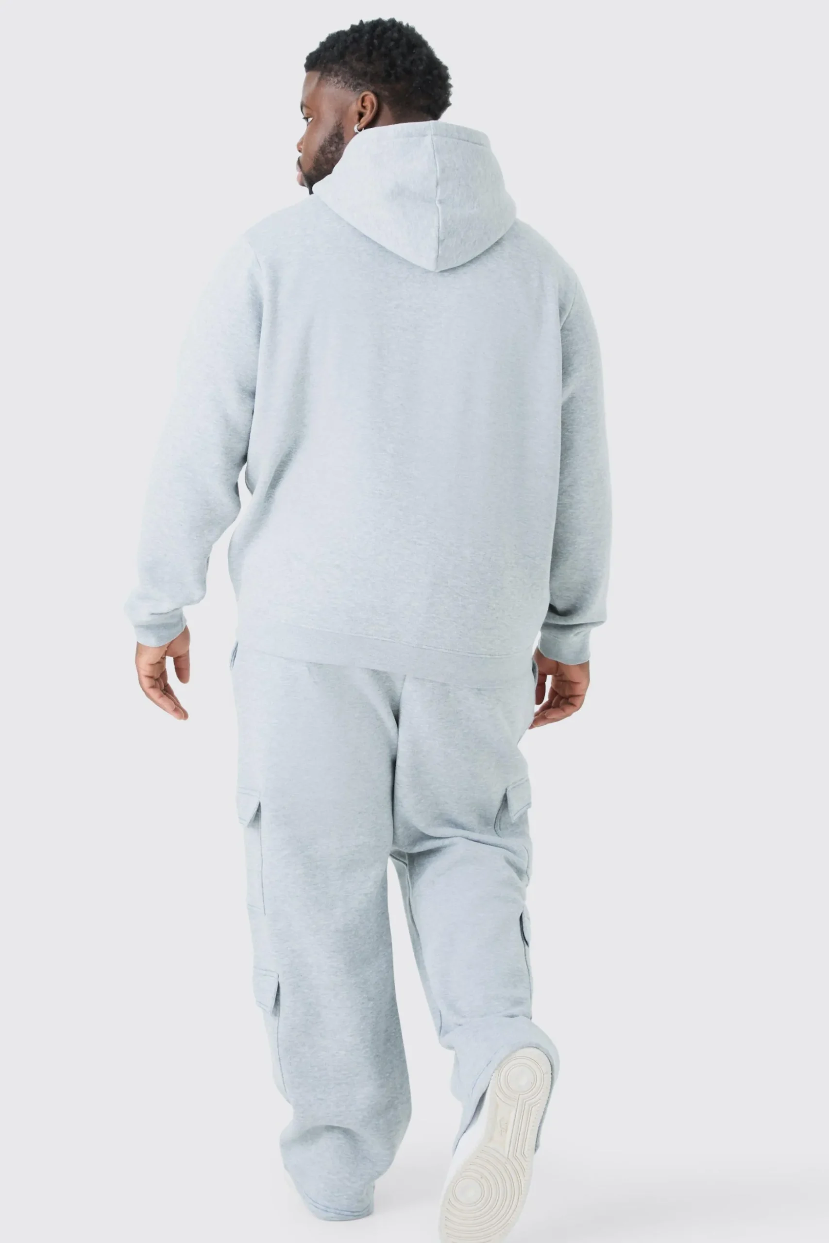 Plus Man Dash Over The Head Hoodie In Grey Marl | BoohooMAN UK