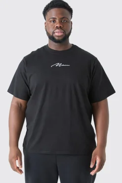 Plus Man Signature Embroidered T-shirt | BoohooMAN UK