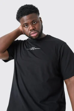 Plus Man Signature Embroidered T-shirt | BoohooMAN UK