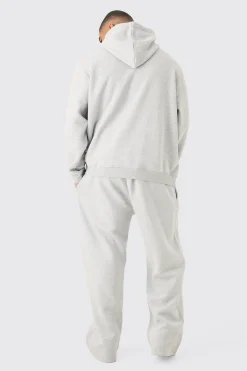 Plus Man Signature Relaxed Fit Jogger In Grey Marl | BoohooMAN UK