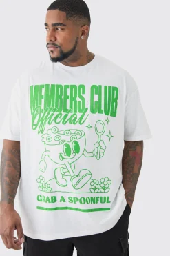 Plus Members Club Graphic Oversized T-Shirt | BoohooMAN UK