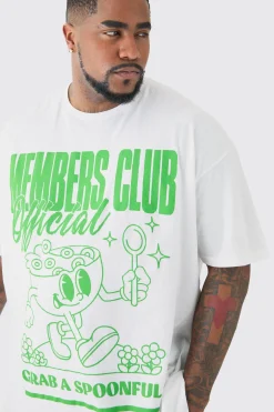Plus Members Club Graphic Oversized T-Shirt | BoohooMAN UK