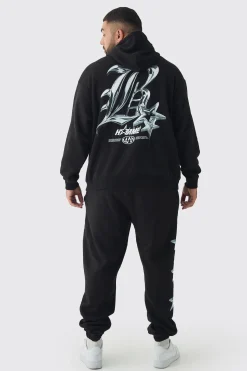 Plus Metallic Y2K Graphic Tracksuit | BoohooMAN UK