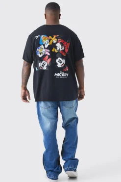 Plus Mickey Mouse License T-shirt | BoohooMAN UK