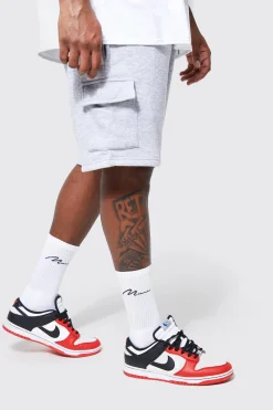 Plus Mid Length Jersey Cargo Short | BoohooMAN UK