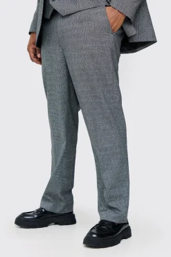 Plus Mini Dogtooth Regular Fit Suit Trouser | BoohooMAN UK
