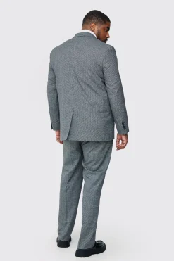 Plus Mini Dogtooth Regular Fit Suit Trouser | BoohooMAN UK