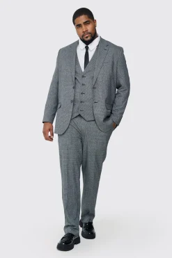 Plus Mini Dogtooth Regular Fit Suit Trouser | BoohooMAN UK