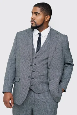 Plus Mini Dogtooth Single Breasted Regular Fit Suit Jacket | BoohooMAN UK