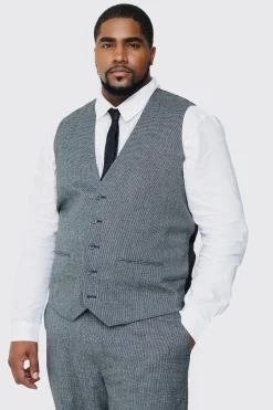 Plus Mini Dogtooth Waistcoat | BoohooMAN UK