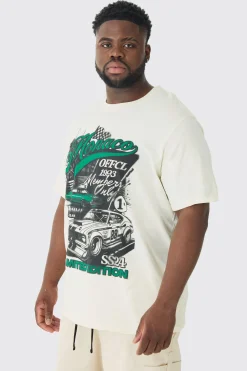 Plus Monaco Moto Print T-shirt | BoohooMAN UK
