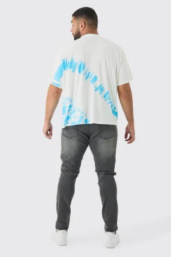 Plus Monaco Tie Dye T-shirt In White | BoohooMAN UK