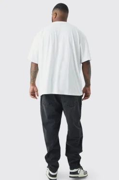 Plus Mono Abstract Floral Printed T-shirt In White | BoohooMAN UK