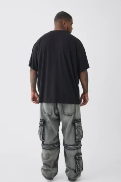 Plus Mono Man Balaclava T-shirt In Black | BoohooMAN UK