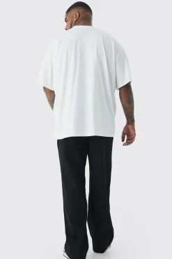 Plus Mono Placement Floral Printed T-shirt In White | BoohooMAN UK