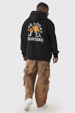 Plus Mountains Graphic Oversized Hoodie | BoohooMAN UK