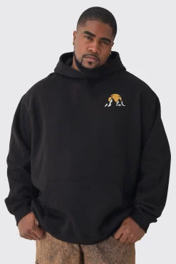 Plus Mountains Graphic Oversized Hoodie | BoohooMAN UK