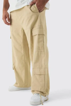 Plus Multi Cargo Gusset Baggy Cargo Trousers | BoohooMAN UK