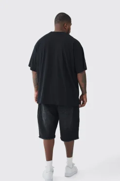 Plus Multi Waistband Relaxed Fit Denim Shorts | BoohooMAN UK