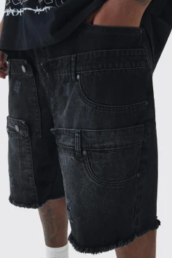 Plus Multi Waistband Relaxed Fit Denim Shorts | BoohooMAN UK