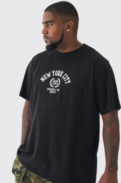 Plus New York City Varsity T-Shirt | BoohooMAN UK
