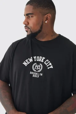Plus New York City Varsity T-Shirt | BoohooMAN UK