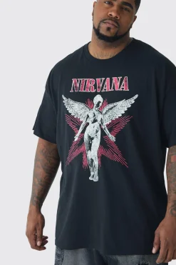 Plus Nirvana Angel License Print T-shirt | BoohooMAN UK