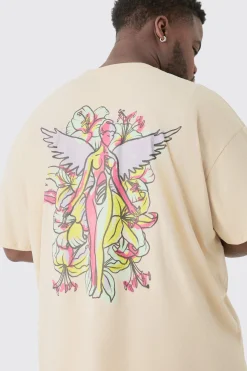 Plus Nirvana Oversized License T-shirt Sand | BoohooMAN UK