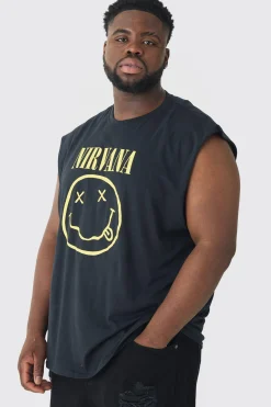 Plus Nirvana Smiley License Print Tank | BoohooMAN UK