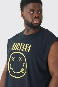 Plus Nirvana Smiley License Print Tank | BoohooMAN UK
