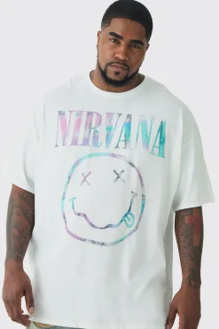 Plus Nirvana Tie Dye Logo License T-shirt | BoohooMAN UK