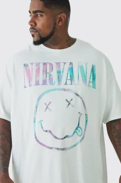 Plus Nirvana Tie Dye Logo License T-shirt | BoohooMAN UK