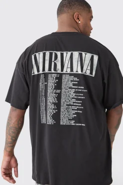 Plus Nirvana Tour Dates Back Print License T-shirt | BoohooMAN UK