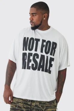 Plus Not For Resale Oversized Print T-shirt In White | BoohooMAN UK
