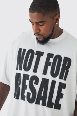 Plus Not For Resale Oversized Print T-shirt In White | BoohooMAN UK