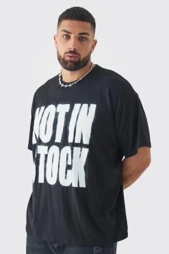 Plus Not In Stock Oversized Print T-shirt In Black | BoohooMAN UK