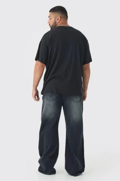 Plus Not In Stock Oversized Print T-shirt In Black | BoohooMAN UK